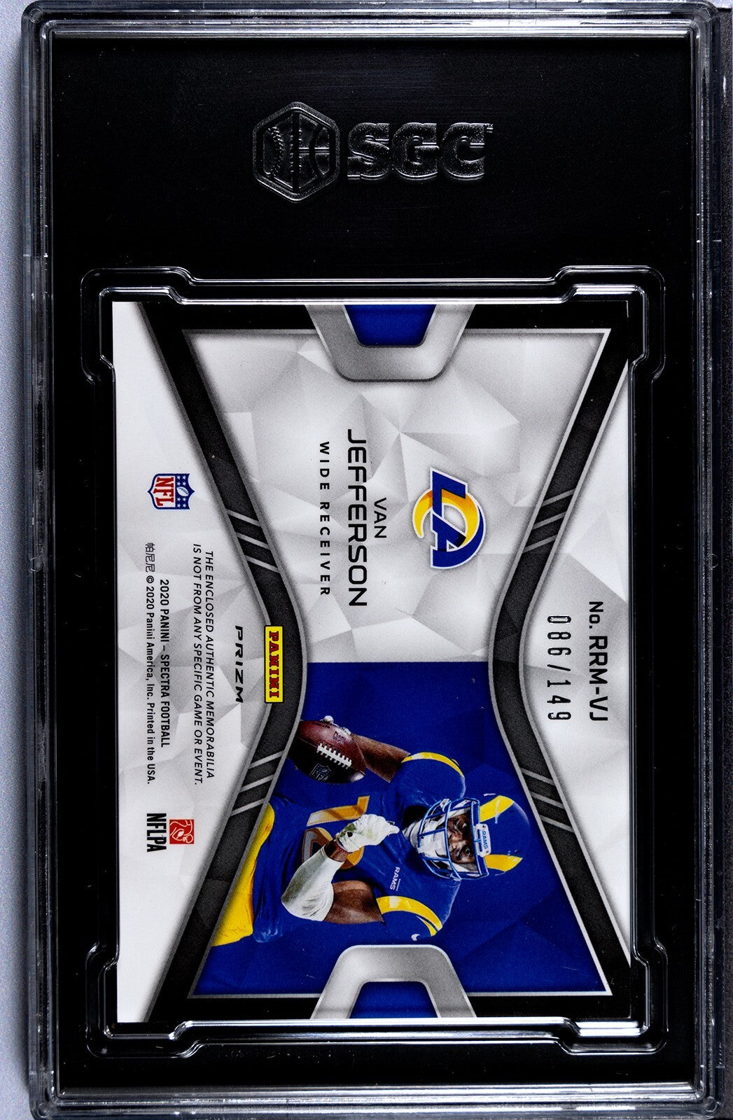 Van Jefferson 2020 Panini Spectra Rookie Materials Card /149- SGC Graded 9.5 MT+