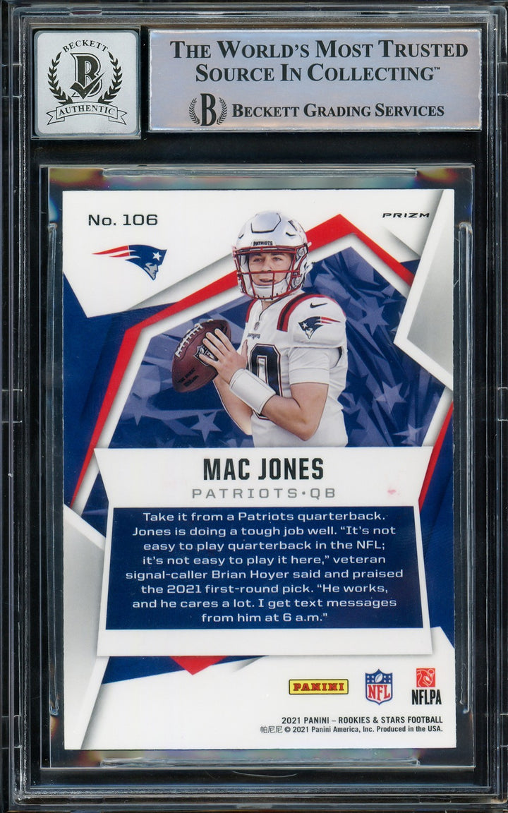 Mac Jones Auto 2021 Panini Rookie Stars Silver Pulsar Prizm RC 106 Sig 10 BAS