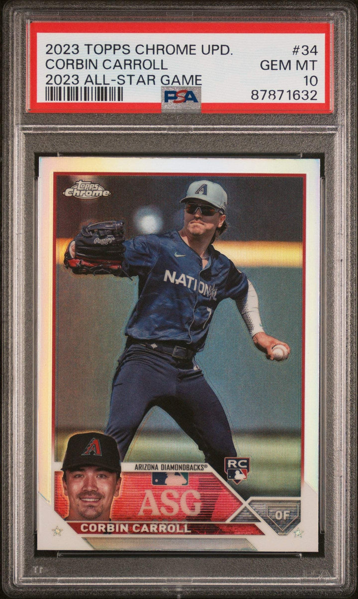 Graded 2023 Topps Chrome Upd Corbin Carroll #34 '23 ASG RC Baseball Card PSA 10