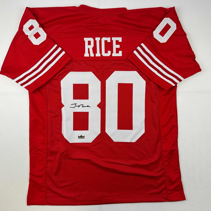 Facsimile Autographed Jerry Rice San Francisco Red Reprint Jersey Size Men's XL