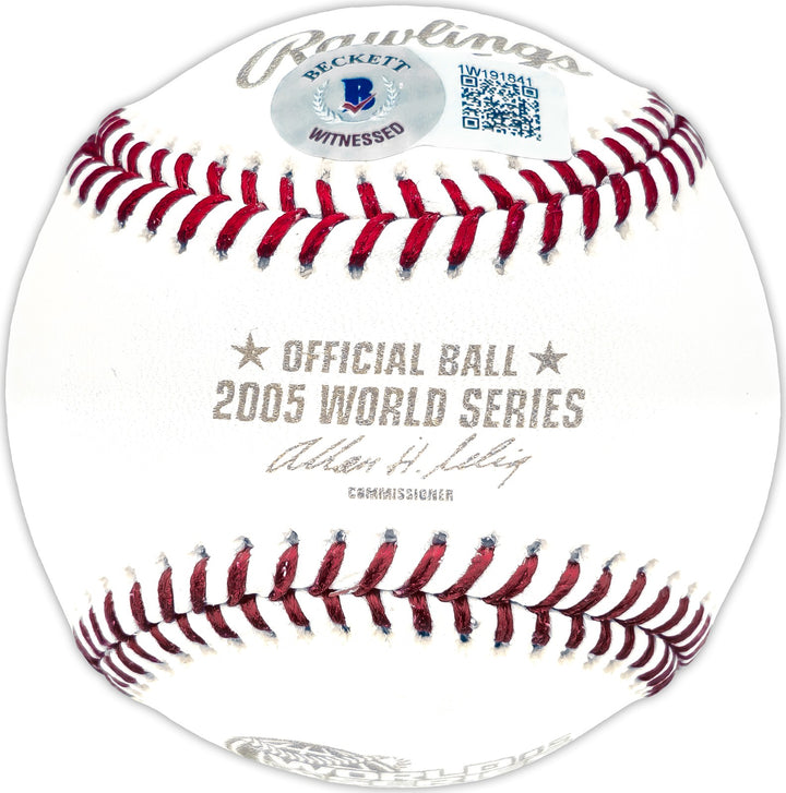 Frank Thomas Signed 2005 WS Logo MLB Baseball Chicago White Sox Beckett Wit