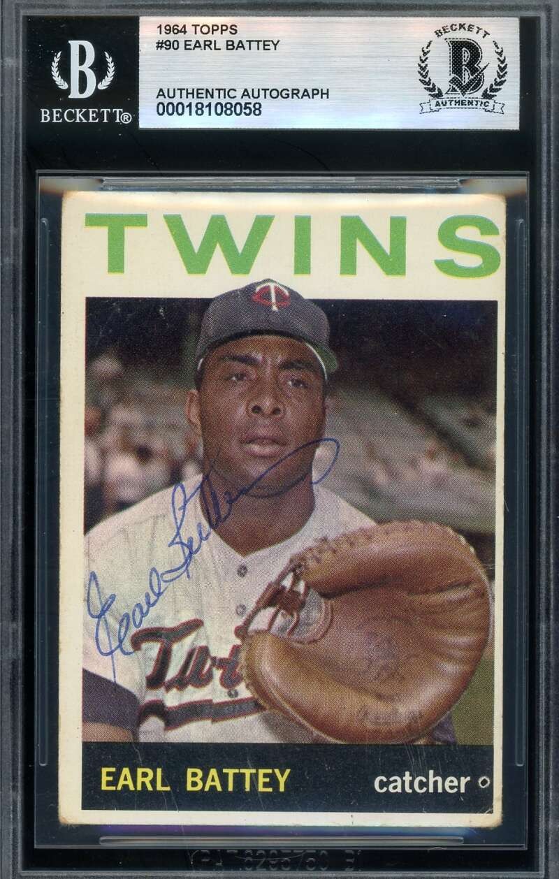 Earl Battey Beckett BAS Vintage Signed 1964 Topps Autograph
