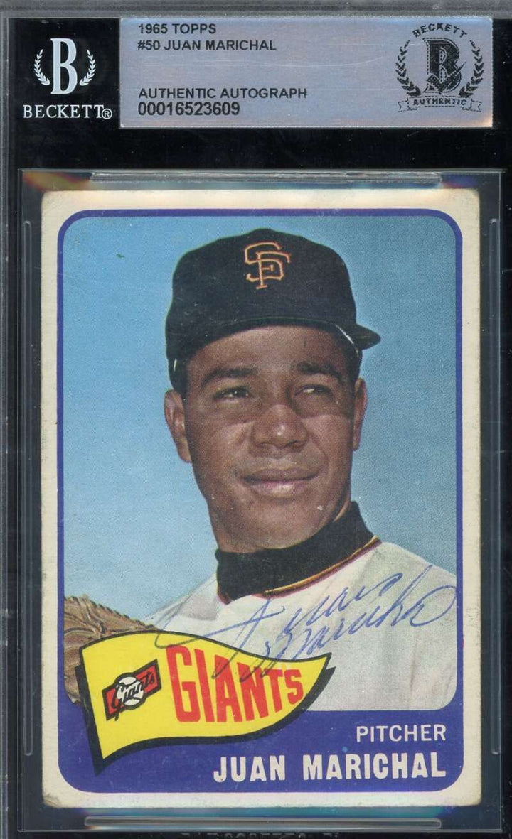 Juan Marichal Beckett BAS Vintage Signed 1965 Topps Autograph