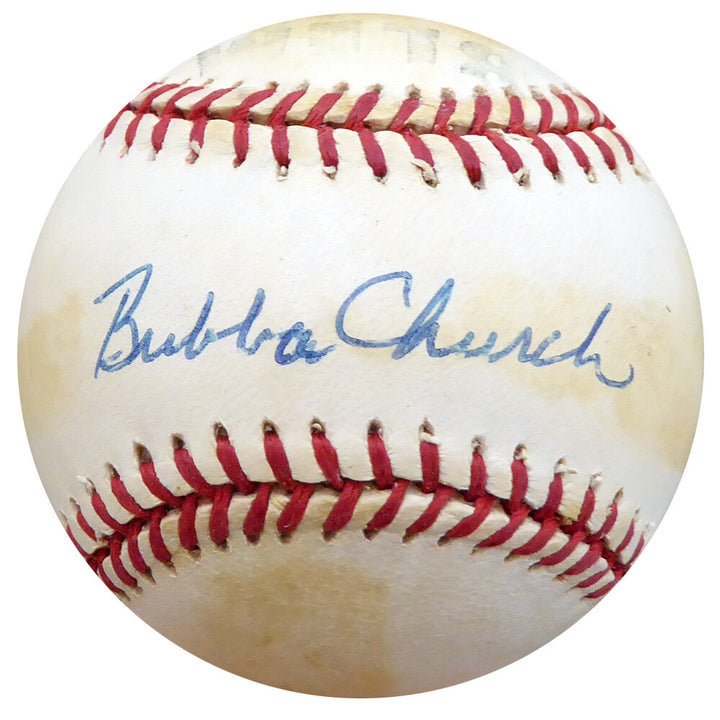Bubba Church Signed AL Baseball Phillies, Reds Beckett #F26464