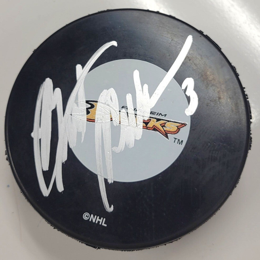 Bret Hedican autograph signed Anaheim Ducks Puck ~ Beckett BAS Holo