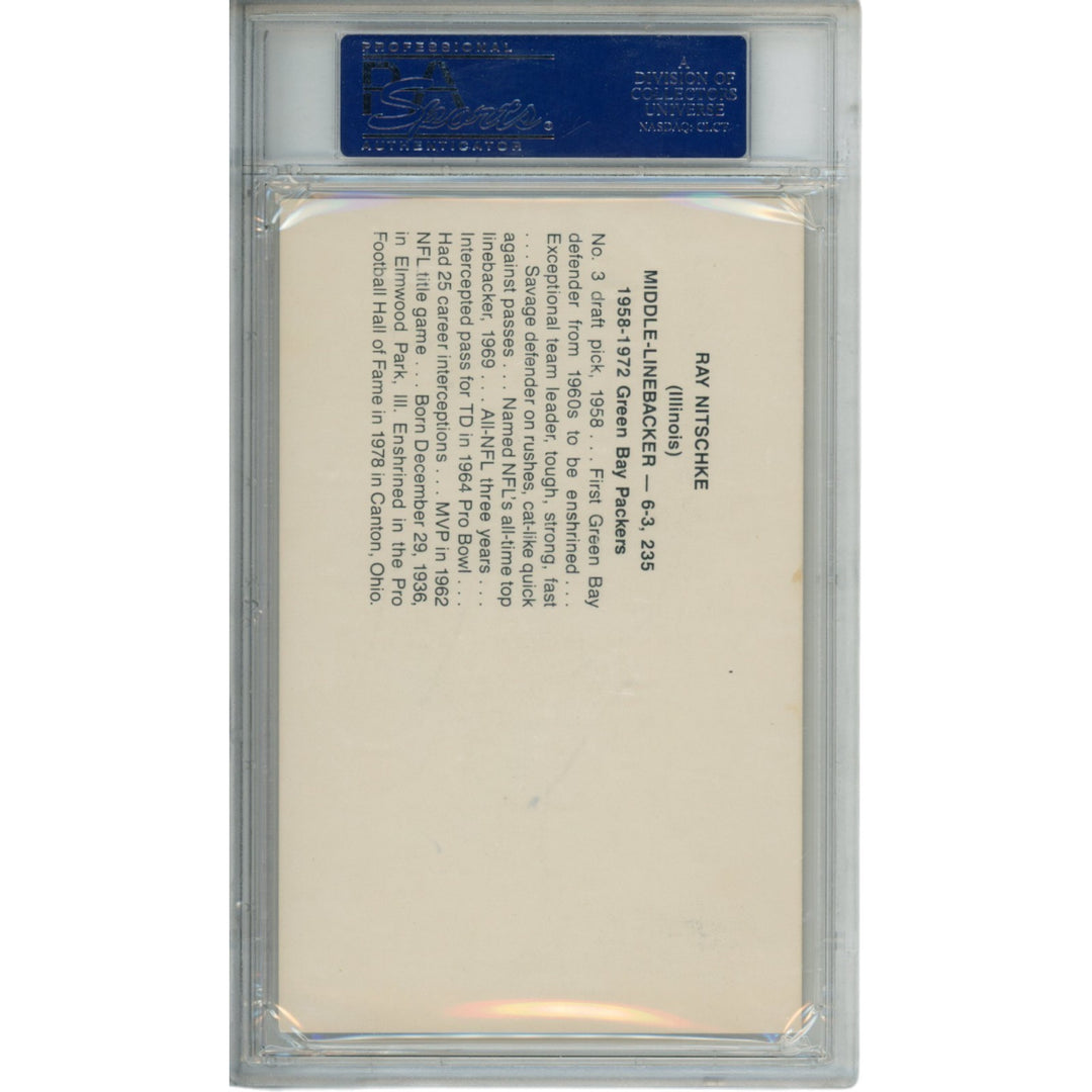 Ray Nitschke Autographed/Signed Green Bay Packers Postcard PSA Slabbed 54799