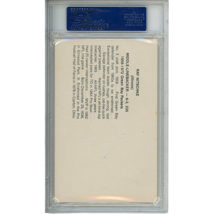 Ray Nitschke Autographed/Signed Green Bay Packers Postcard PSA Slabbed 54799