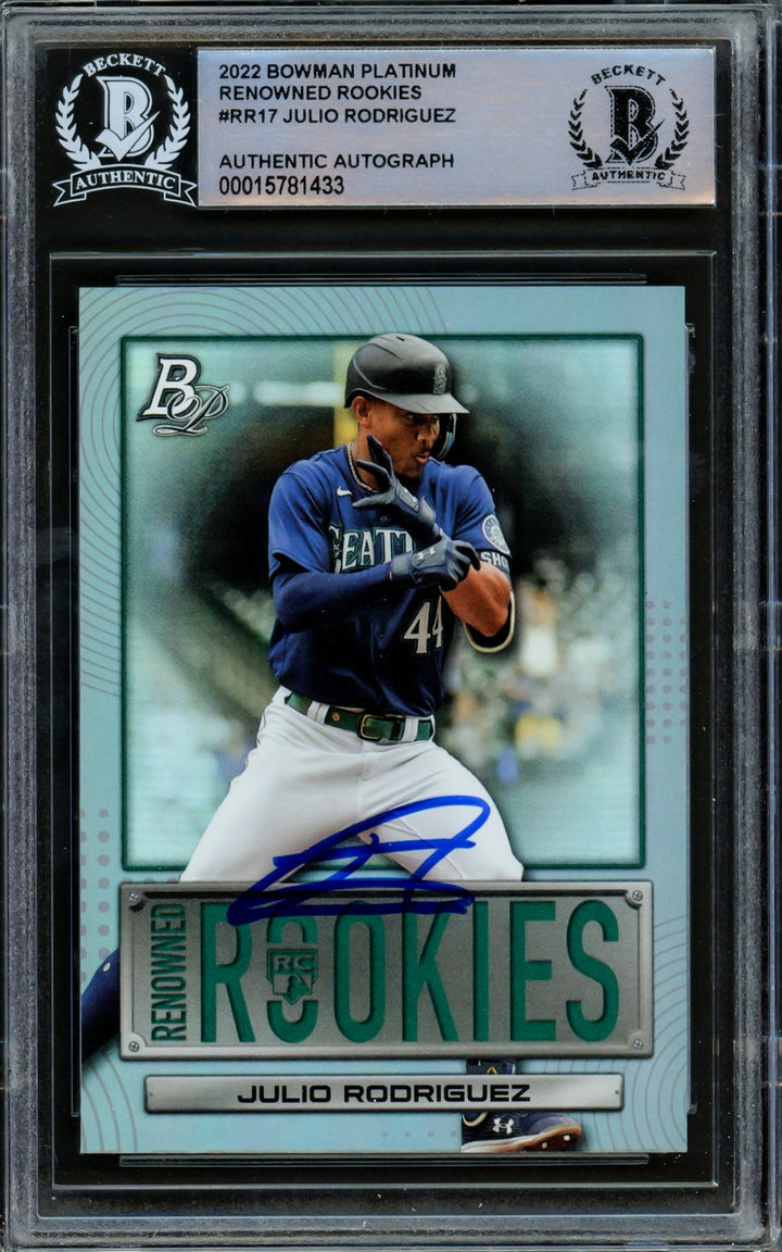 Julio Rodriguez Signed 2022 Bowman Platinum Renowned Rookies RC #RR17 Mariners