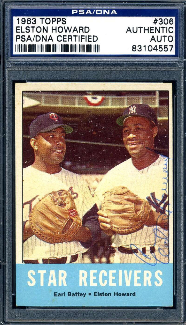 Elston Howard PSA DNA Signed 1963 Topps Star Recievers Autograph