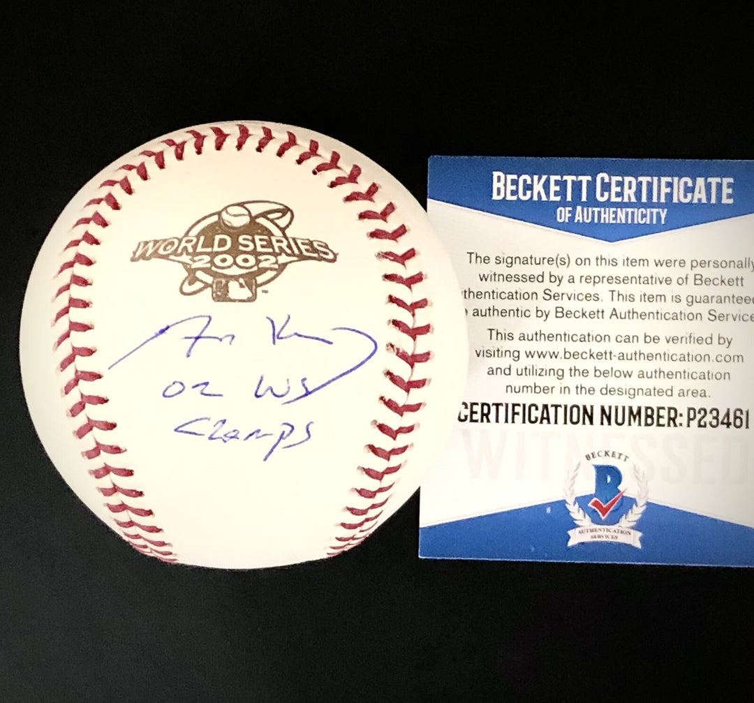 Adam Kennedy "WS Champ" Angels 2002 signed World Series Baseball BAS COA Beckett