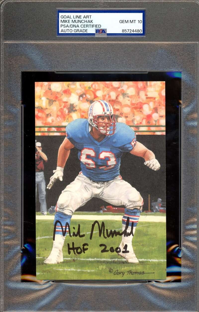 Mike Munchak Gem Mint 10 PSA DNA Signed Goal Line Art Card GLAC Autograph HOF 01