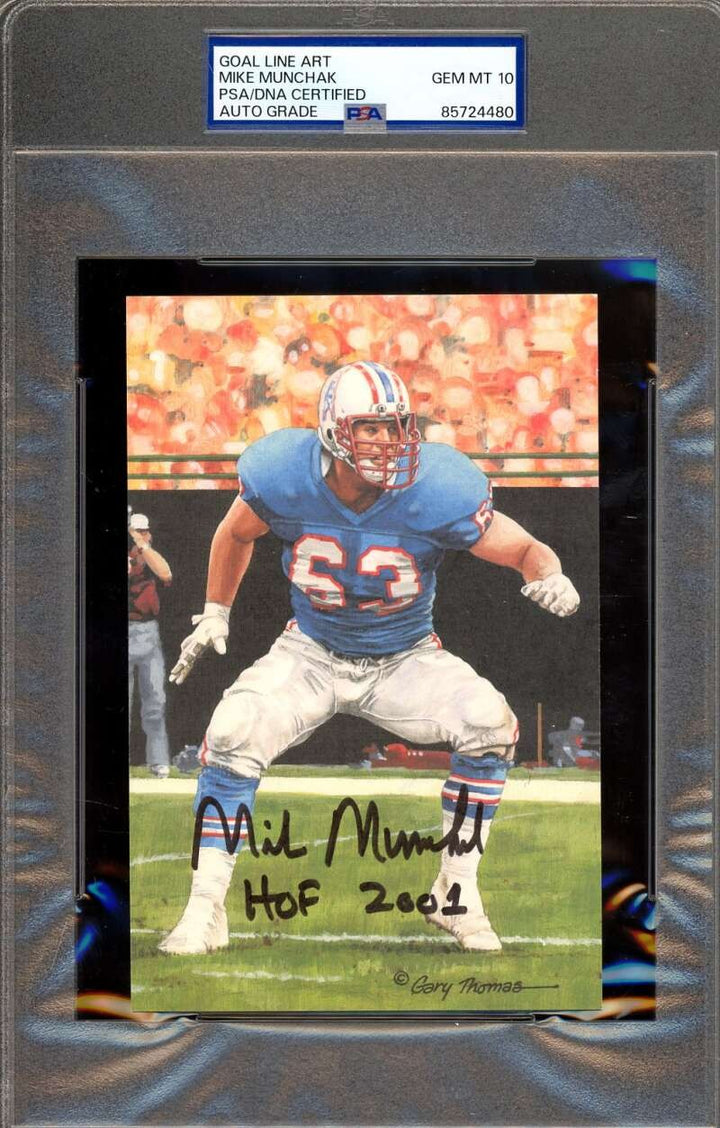 Mike Munchak Gem Mint 10 PSA DNA Signed Goal Line Art Card GLAC Autograph HOF 01