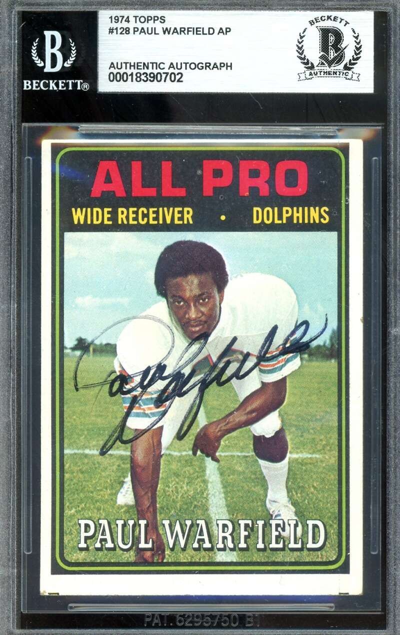 Paul Warfield Beckett BAS Signed 1974 Topps All Pro Autograph