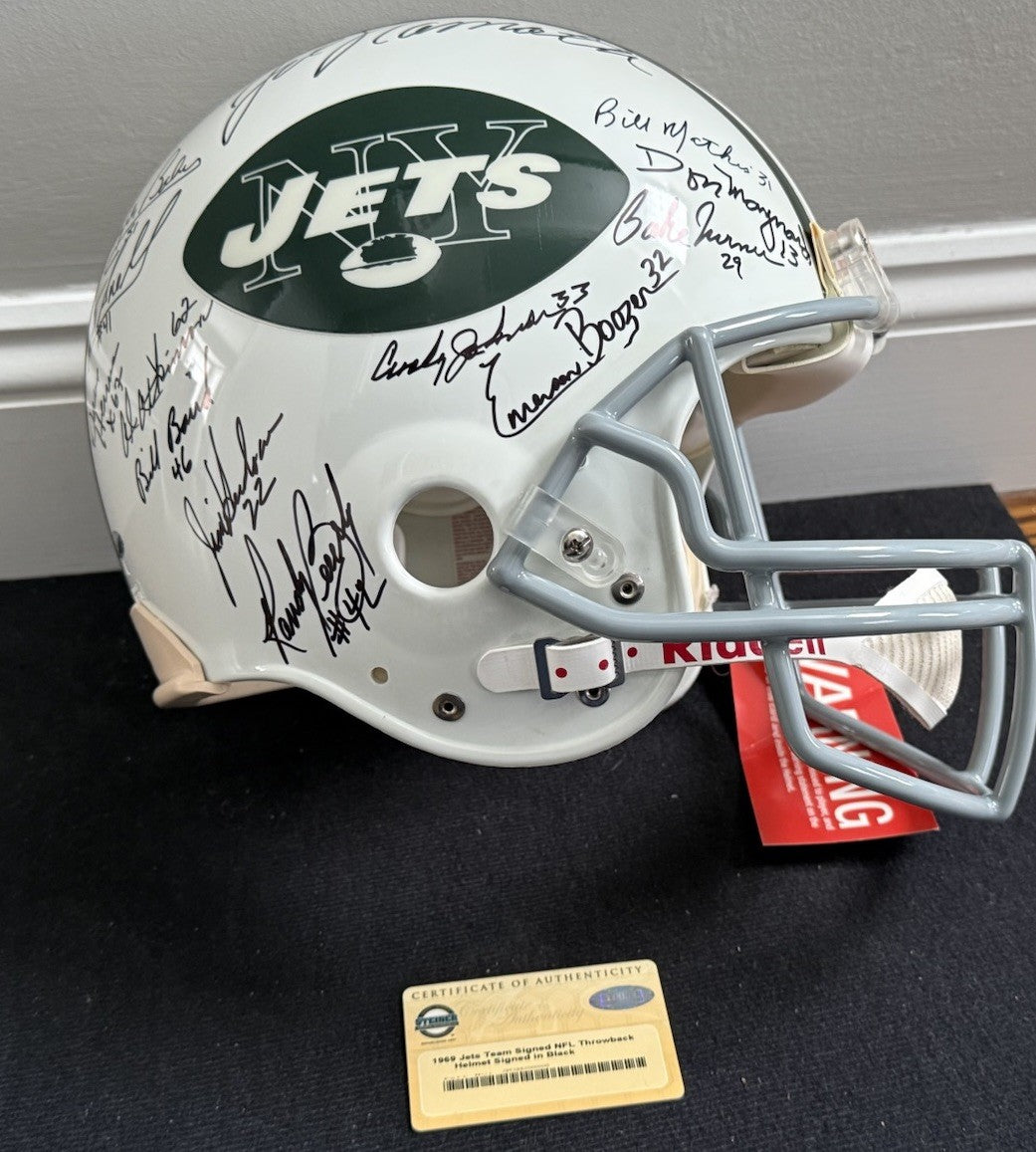 1969 Jets SB Team Signed Pro Line Authentic FS Helmet Auto Joe Namath Steiner