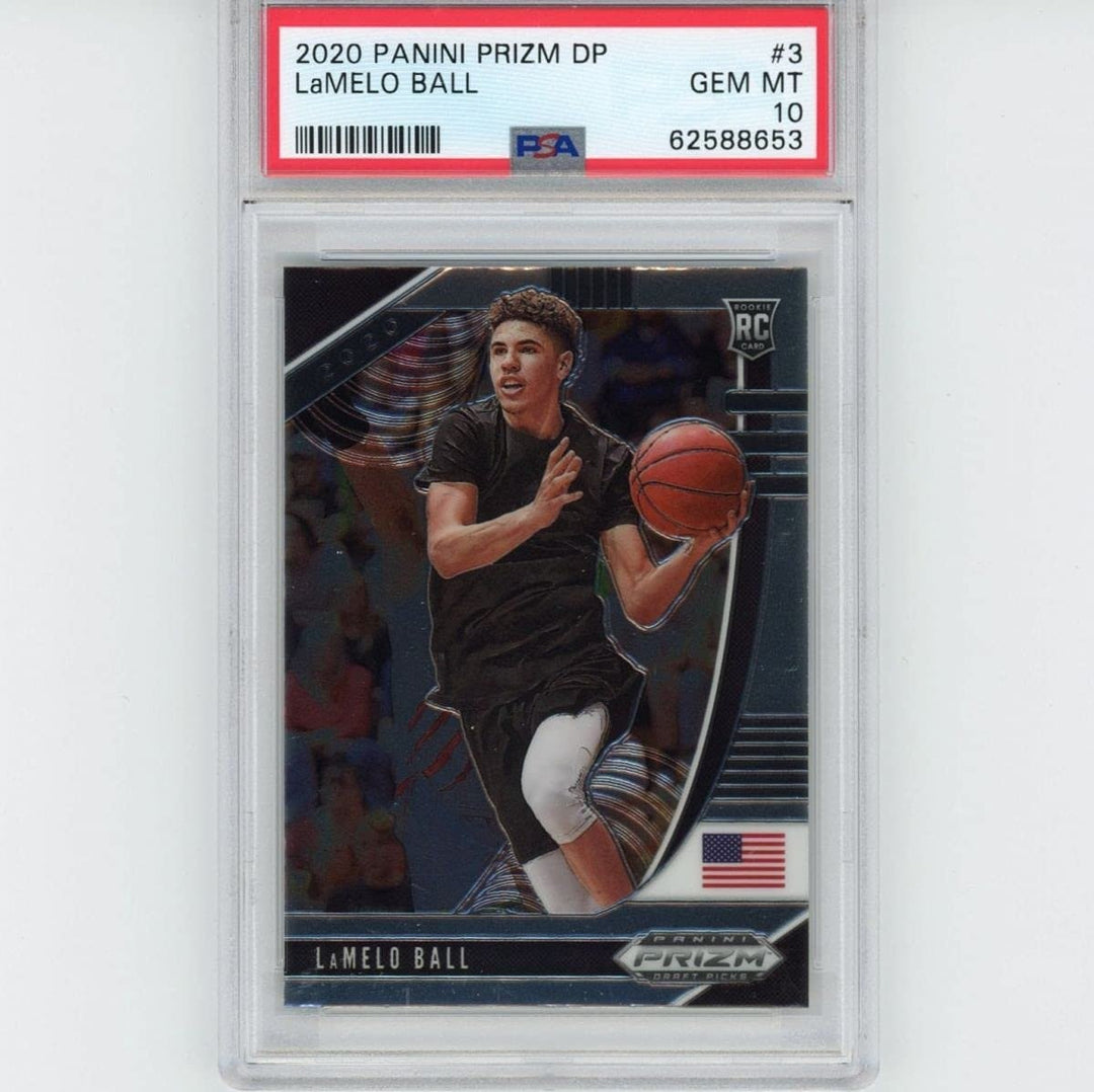 Graded 2020-21 Panini Prizm DP LAMELO BALL #3 Rookie RC Card PSA 10