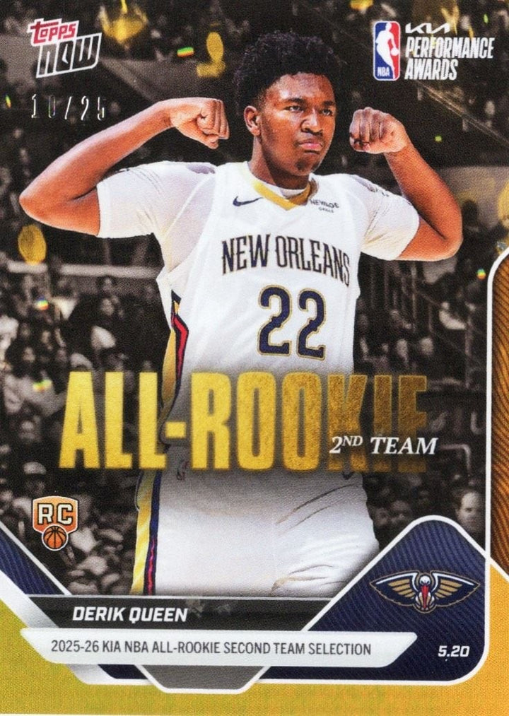 2025 Topps Now Derik Queen #AR08 Orange Foil /25 Rookie RC Basketball Card