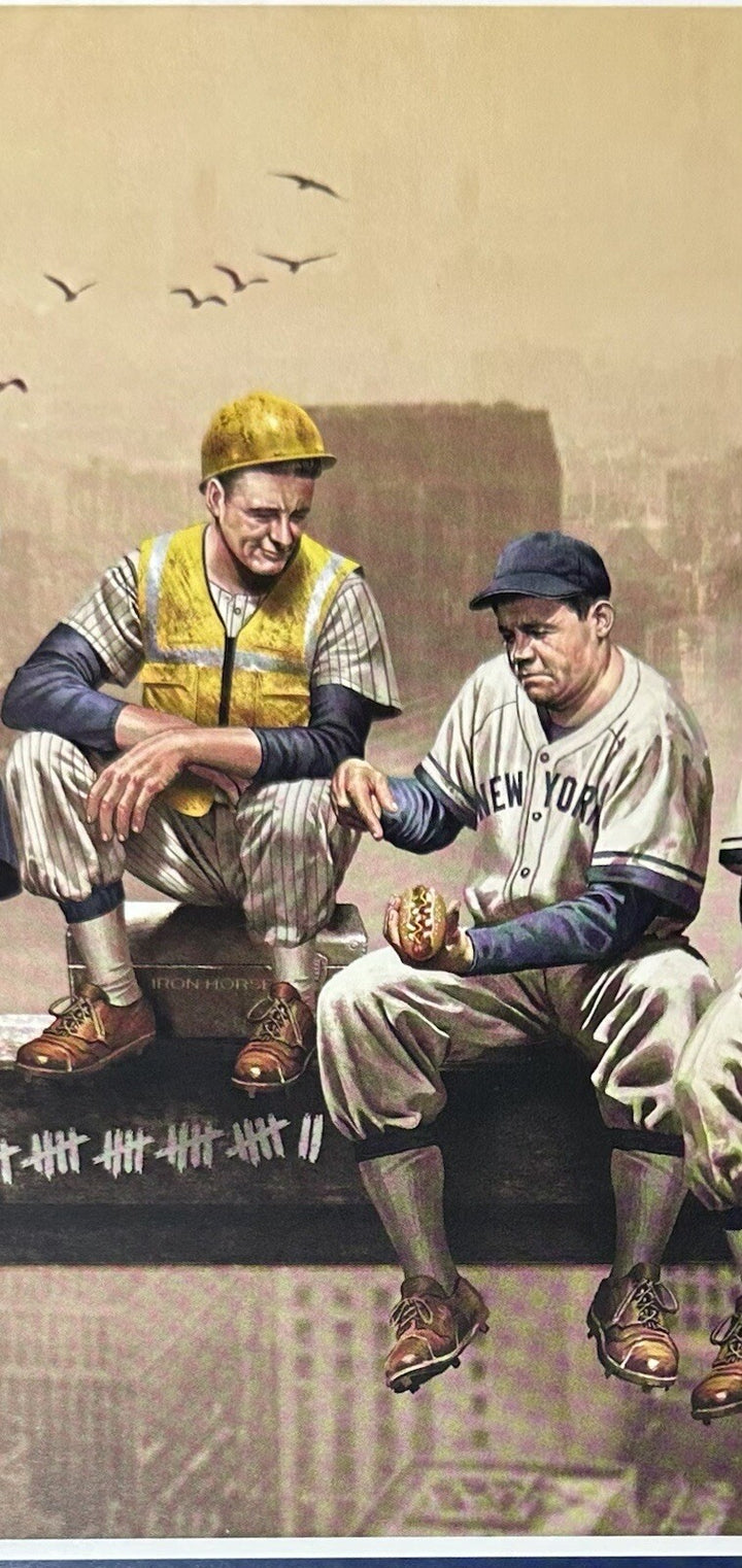 NY Yankees Lunch Atop An Empire 12x36 Litho Photo Jeter Mantle Joe Dimaggio COA