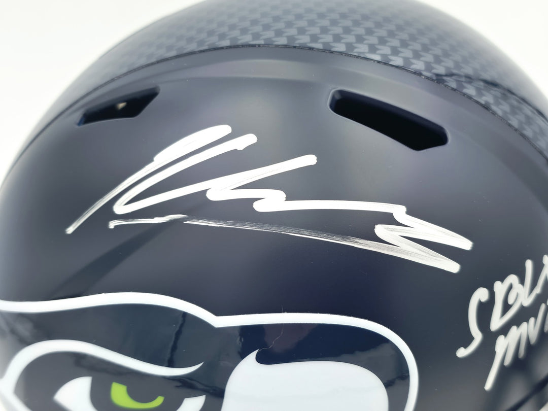 Kenneth Walker III Signed Seahawks Blue Full Sz Speed Rep Helmet Beckett Wit