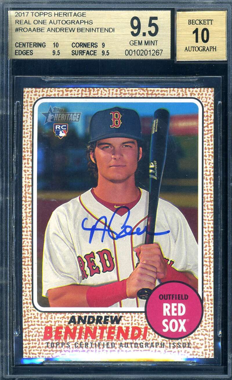 Andrew Benintendi 9.5 10 Beckett Signed 2017 Topps Heritage Rookie Autograph
