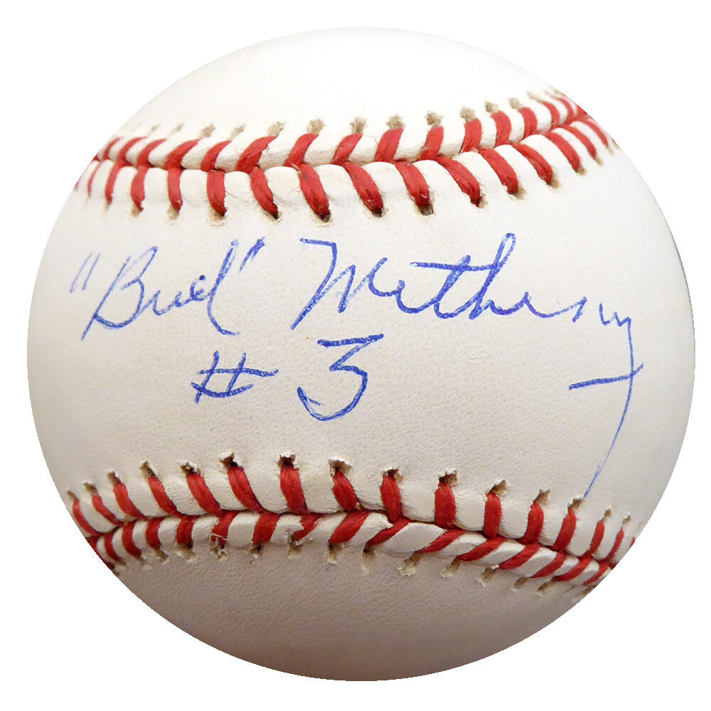 Bud Metheny Signed AL Baseball New York Yankees "#3" Beckett #F27163
