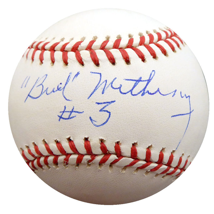 Bud Metheny Signed AL Baseball New York Yankees "#3" Beckett #F27163