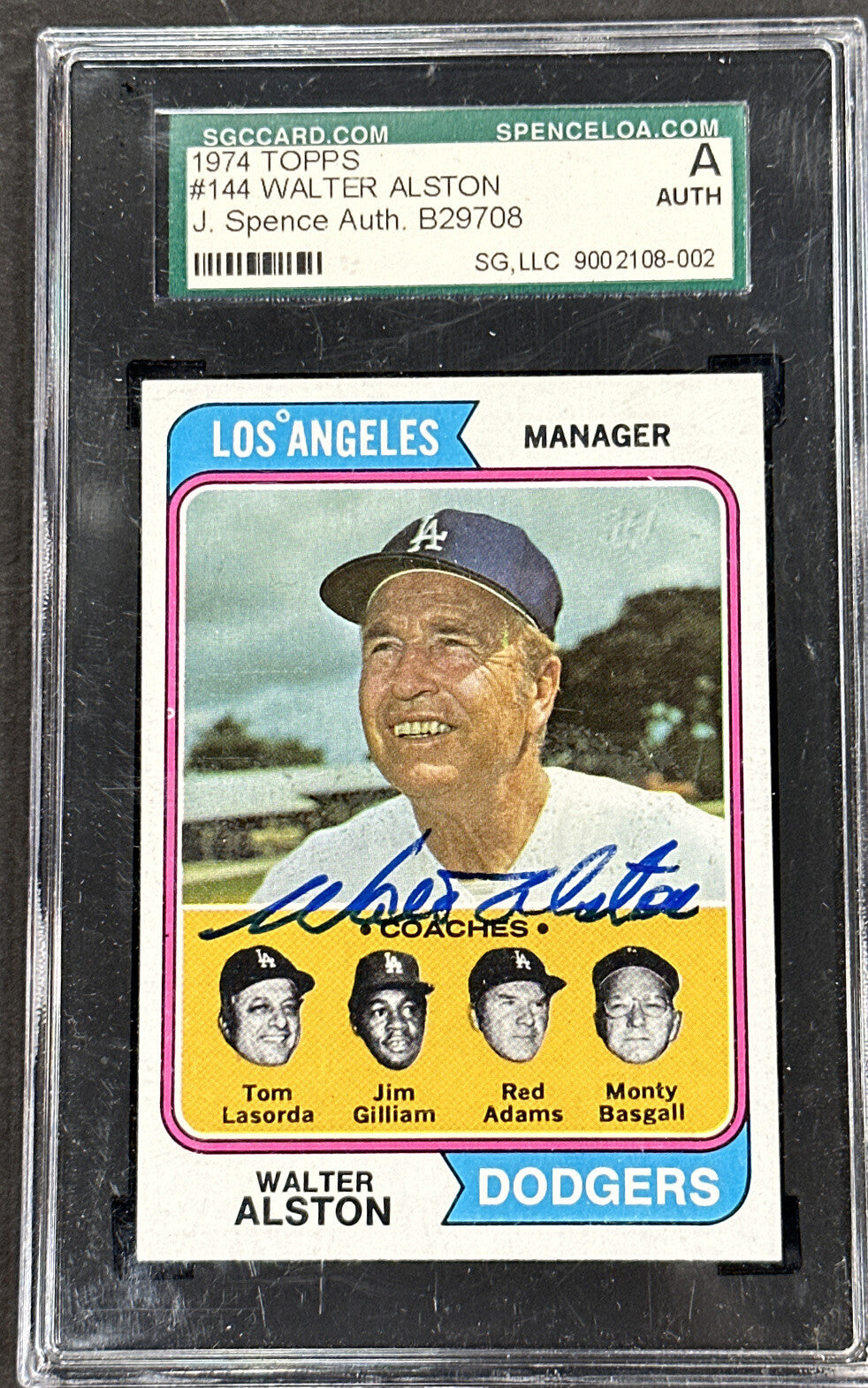 1974 Topps Walter Walt Alston #144 Signed Card JSA Coa Mint Auto Dodgers Hof