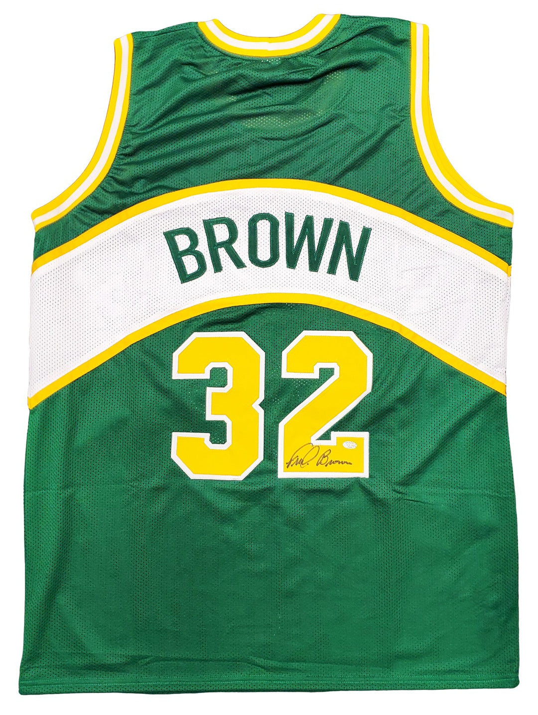 Seattle Supersonics Downtown Fred Brown Signed Green Jersey MCS Holo