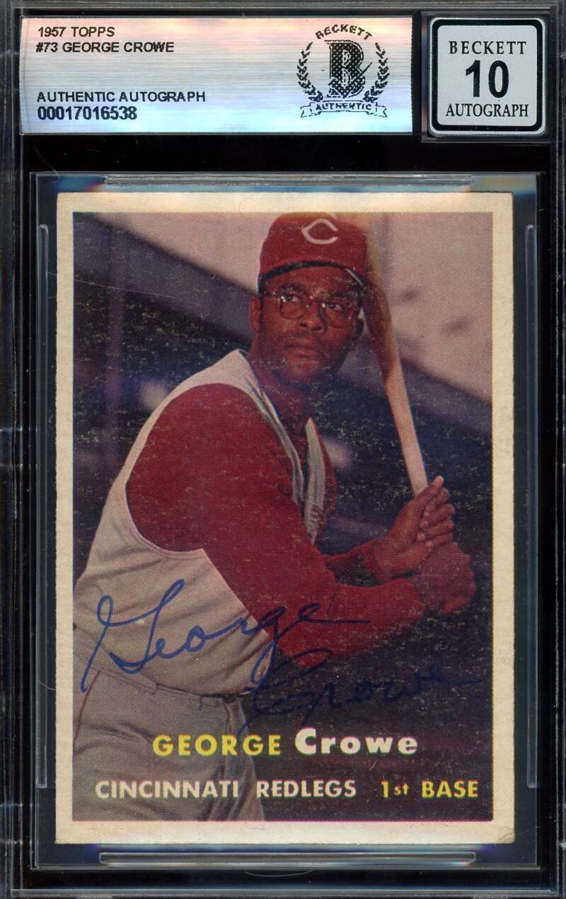 George Crowe Gem Mint 10 Beckett BAS Signed 1957 Topps Autograph
