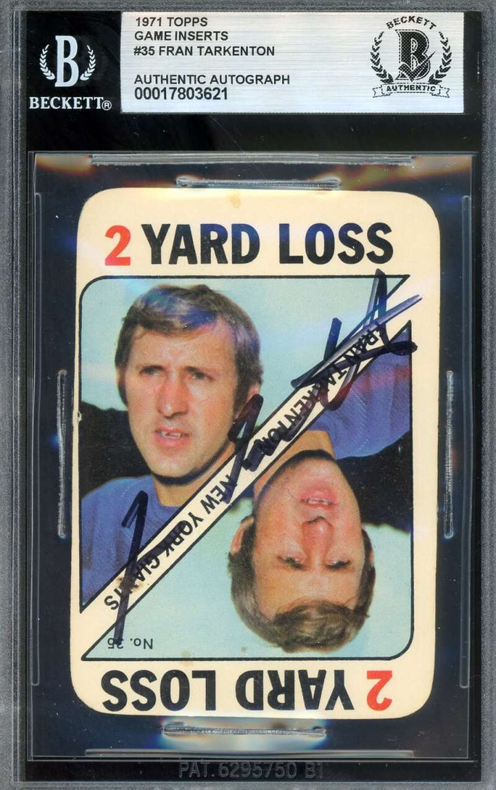 Fran Tarkenton Beckett BAS Signed 1971 Topps Game Inserts Autograph