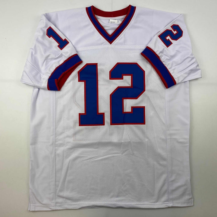 Facsimile Autographed Jim Kelly Buffalo White Reprint Jersey Size Men's XL