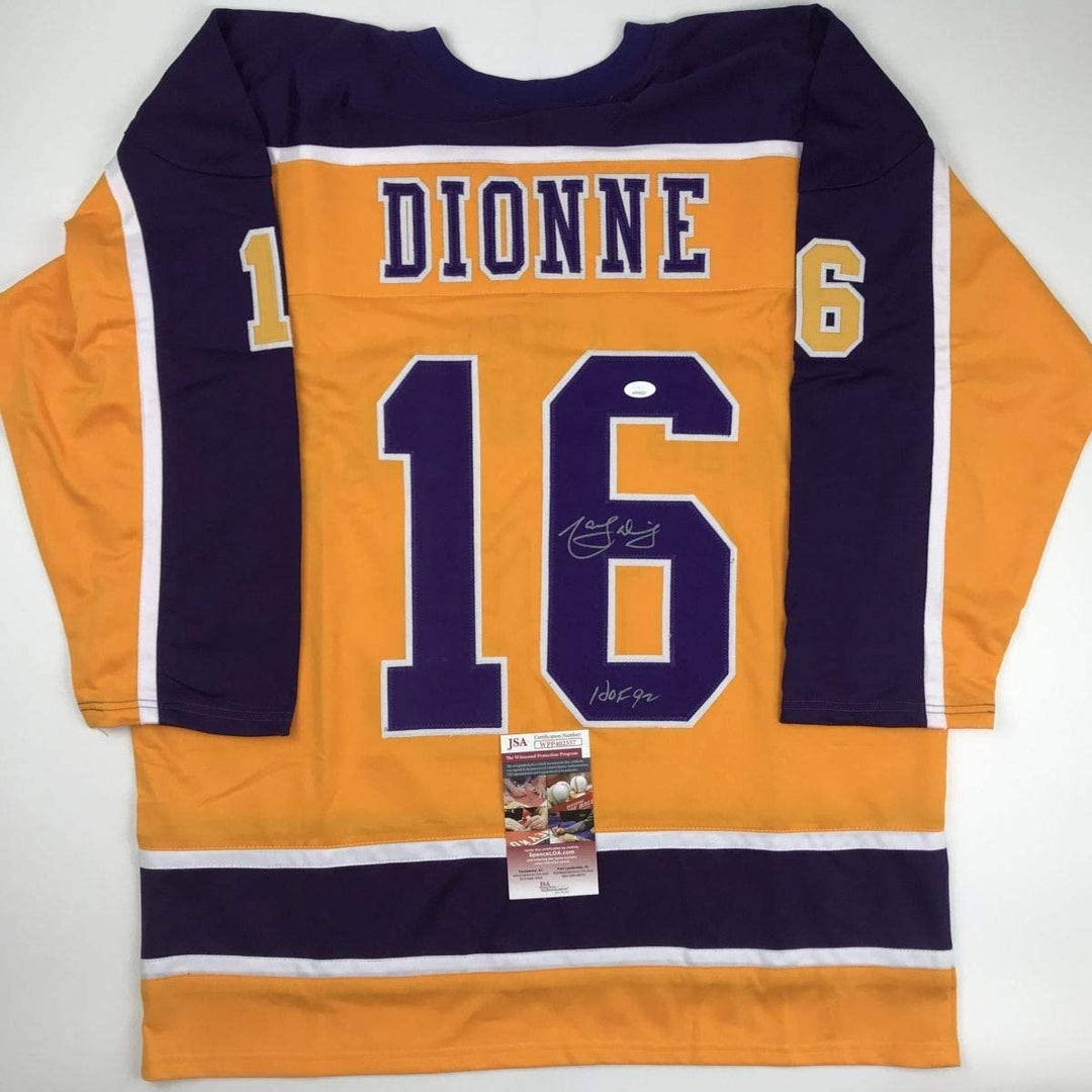 Signed Marcel Dionne HOF 92 Los Angeles LA Yellow Jersey JSA COA