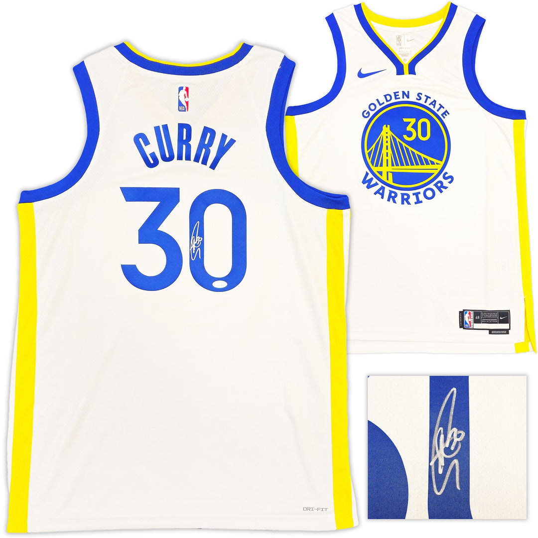 Warriors Stephen Curry Auto White Nike Swingman Association Edt Jersey Sz 48 JSA