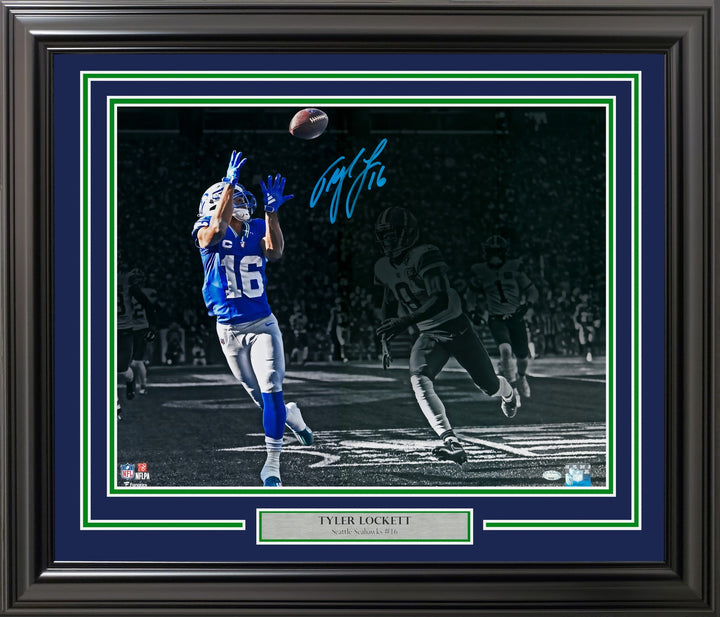 Tyler Lockett Signed Framed 16x20 Photo Seattle Seahawks Spotlight MCS Holo