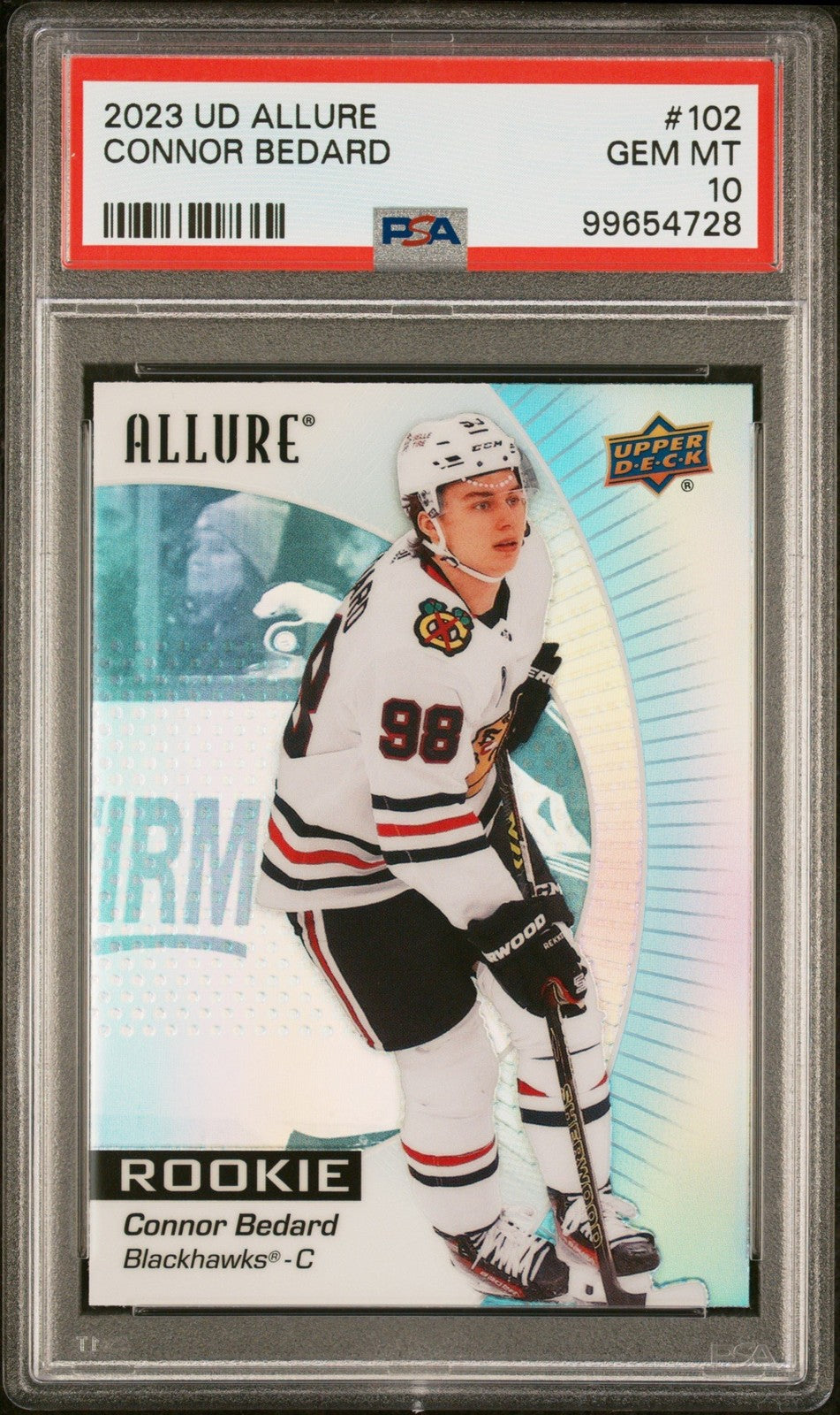 Graded 2023 Upper Deck Allure Connor Bedard #102 Rookie RC Card PSA 10