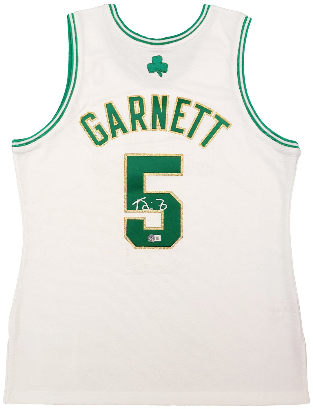 Boston Celtics Kevin Garnett Signed White & Gold Mitchell & Ness Hardwood
