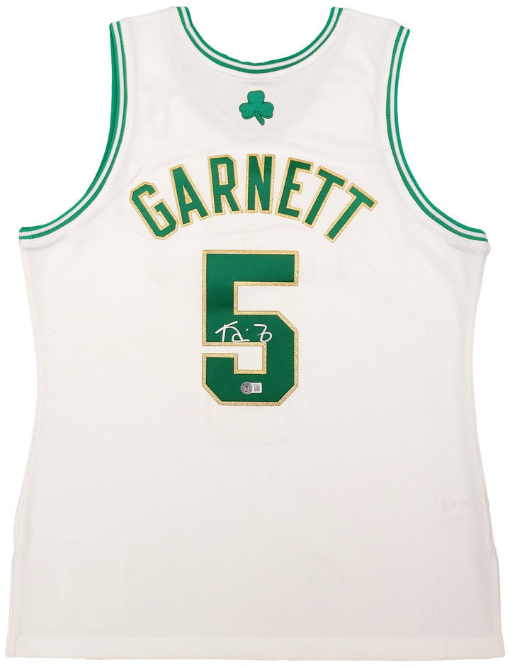 Boston Celtics Kevin Garnett Signed White & Gold Mitchell & Ness Hardwood