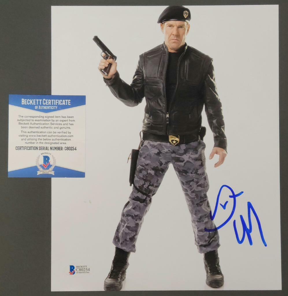 Dennis Quaid signed General Hawk G.I. Joe 8x10 Photo Autograph ~ Beckett BAS COA
