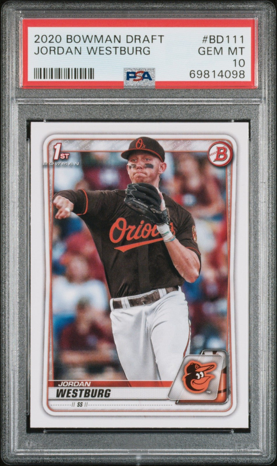 Graded 2020 Topps Bowman Draft Jordan Westburg #BD111 RC Card PSA 10