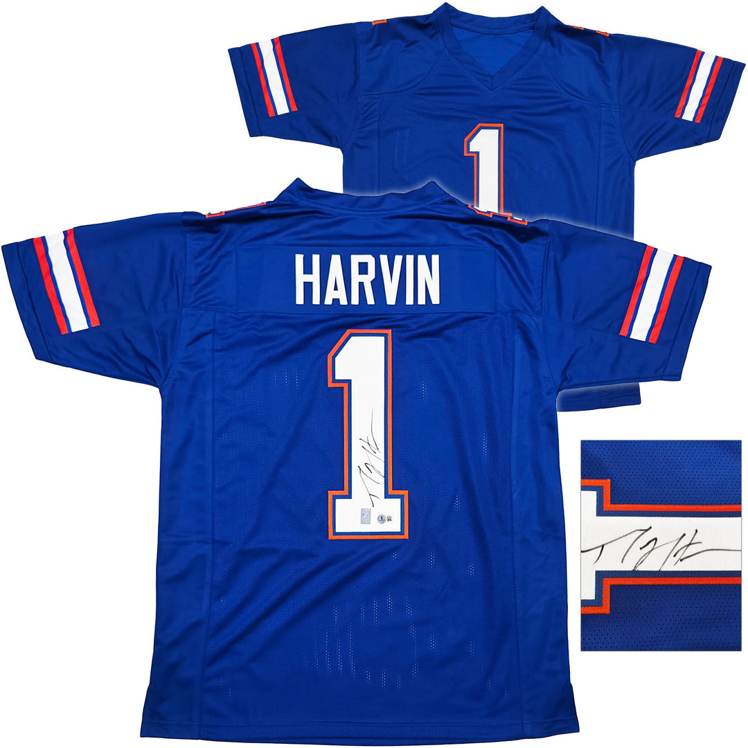 Florida Gators Percy Harvin Autographed Signed Blue Jersey Beckett BAS QR