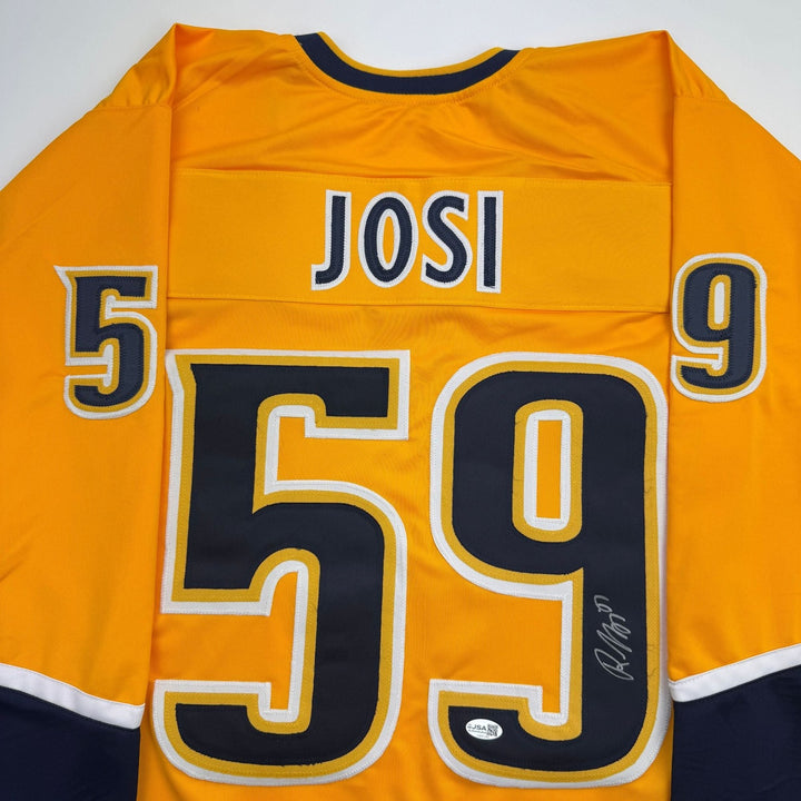 Autographed/Signed Roman Josi Nashville Yellow Hockey Jersey JSA COA