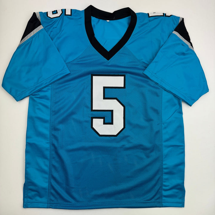 Autographed/Signed Rico Dowdle Carolina Blue Football Jersey Beckett BAS COA