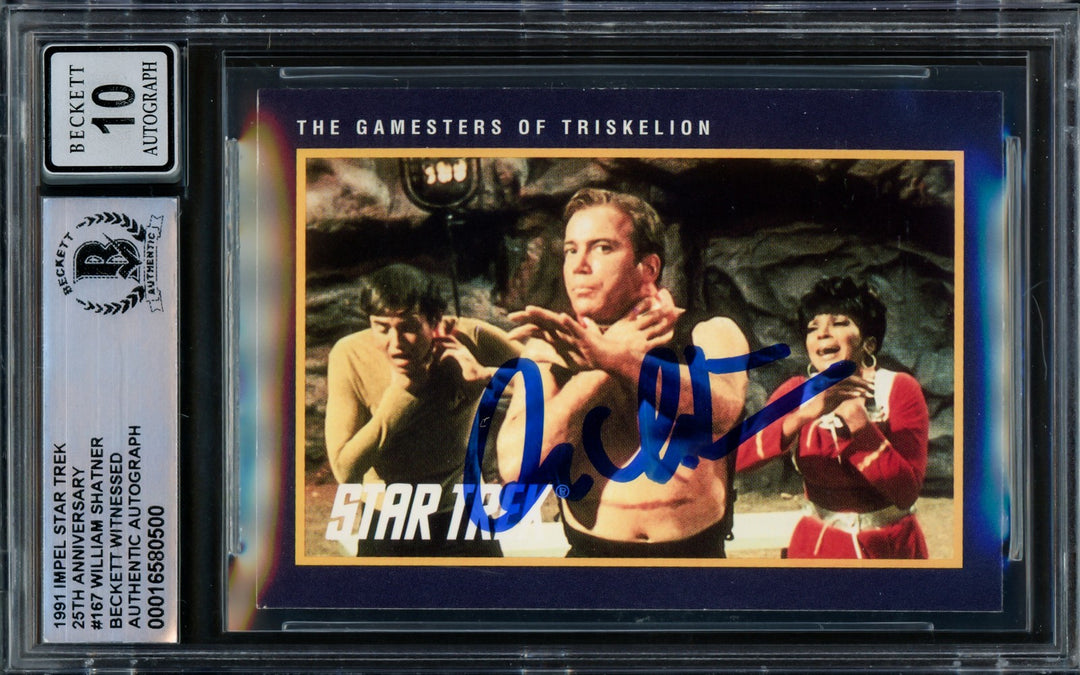 William Shatner Auto 1991 Impel 25 Anniversary Card 167 Star Trek Sig 10 Beckett