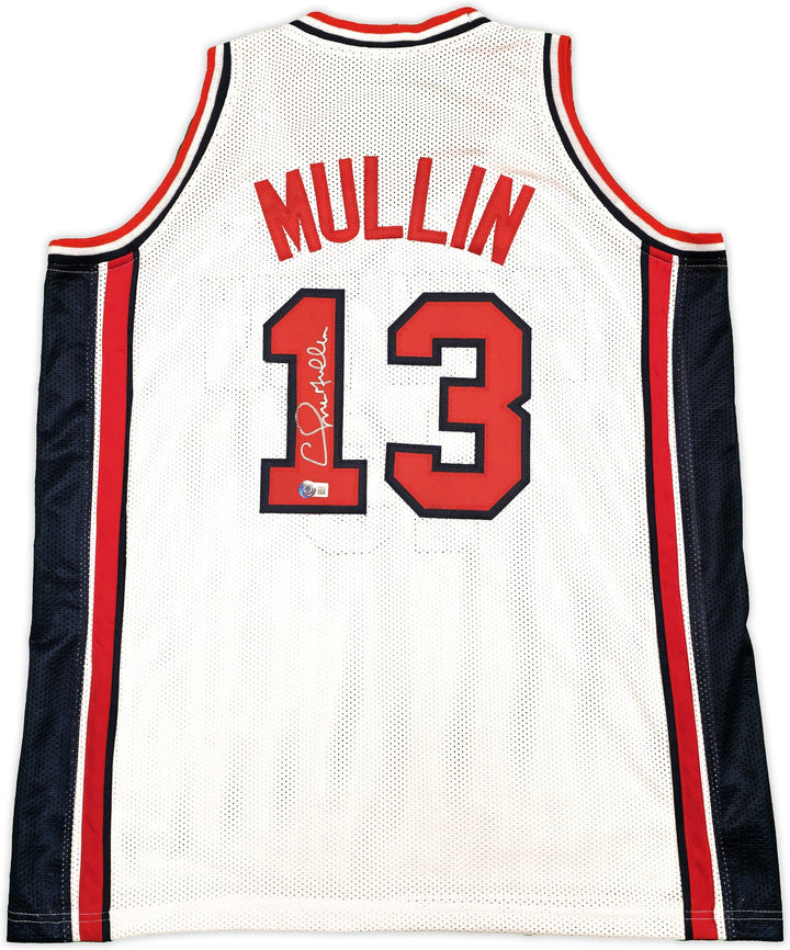 Team USA Chris Mullin Autographed Signed White Jersey Beckett BAS Witness