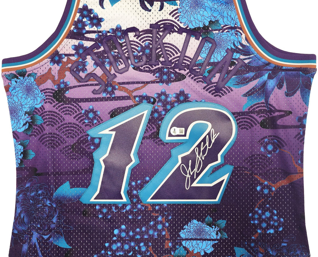 Jazz John Stockton Auto Purple Mitchell Ness 96 Swingman Asian Heritage Jersey L