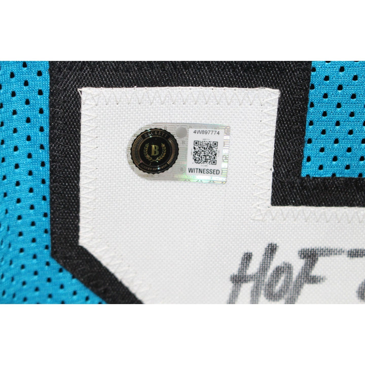 Luke Kuechly Autographed Pro Style sz XL Teal Jersey HOF Beckett Witness 56891