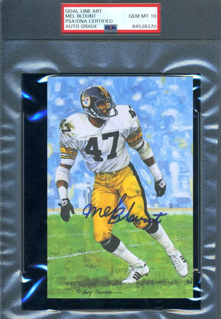 Mel Blount Gem Mint 10 PSA DNA Signed Goal Line Art Card GLAC Autograph