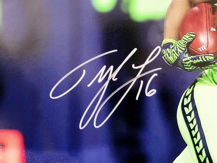 Tyler Lockett Signed 16x20 Photo Seahawks Color Rush Green Jerseys MCS Holo