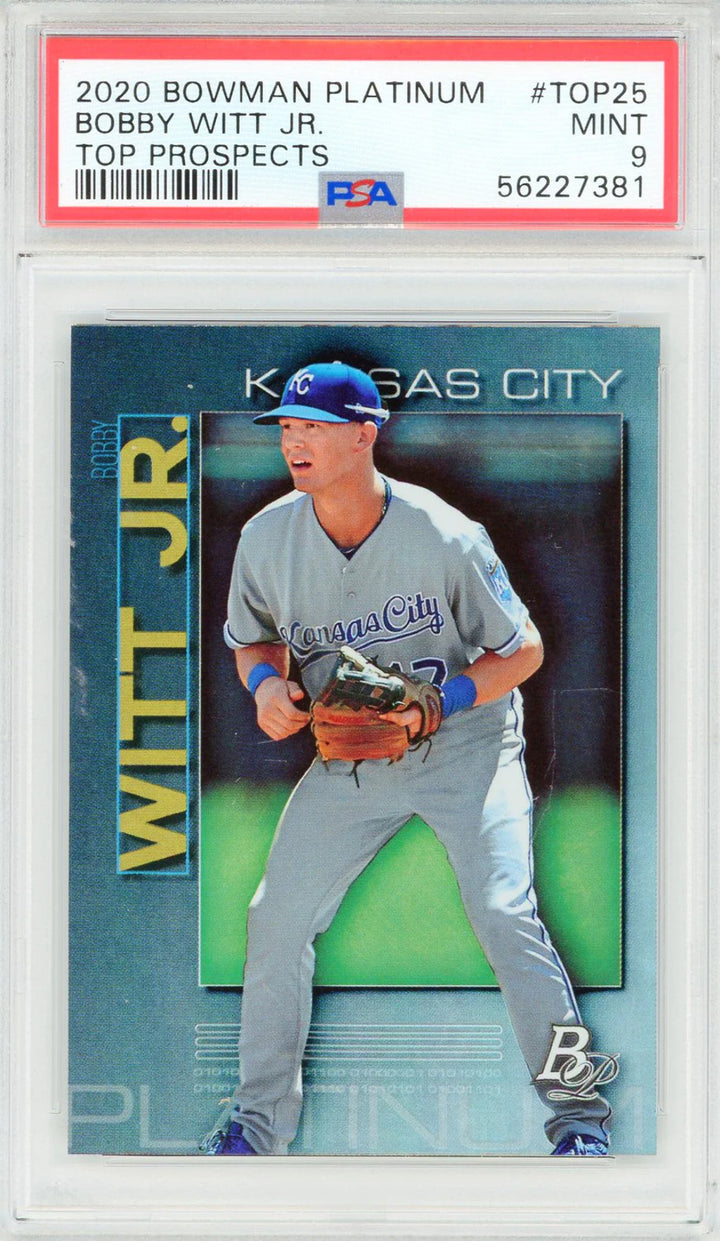 Bobby Witt Jr. 2020 Bowman Platinum Top Prospects Rookie Card #TOP25 (PSA Mint 9