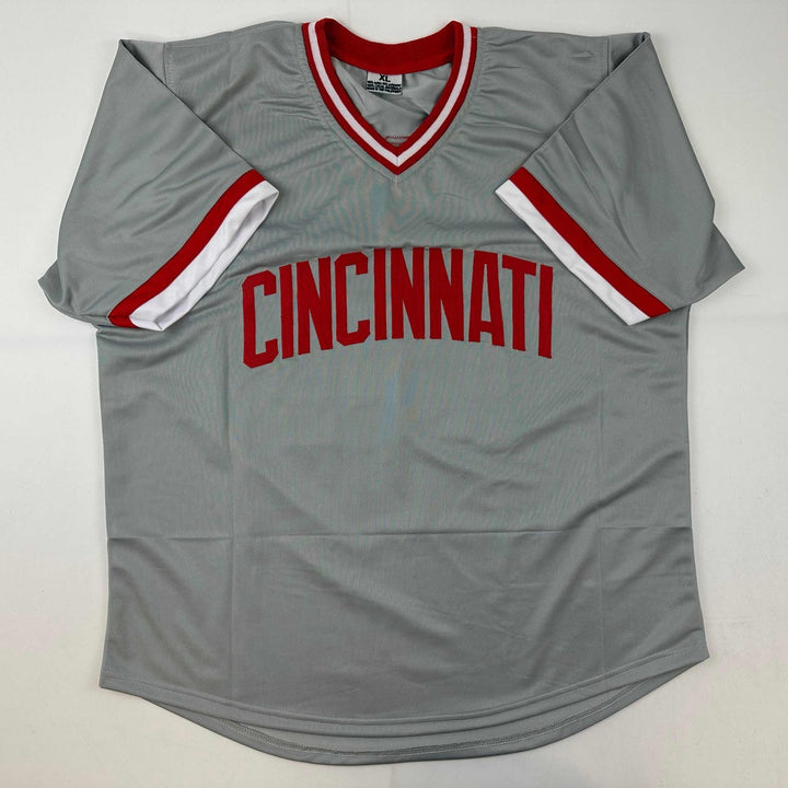 Autographed/Signed Tony Perez Cincinnati Grey Jersey Beckett BAS COA