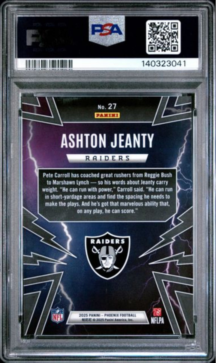 Graded 2025 Panini Phoenix Ashton Jeanty #27 Thunderbirds Rookie RC Card PSA 10